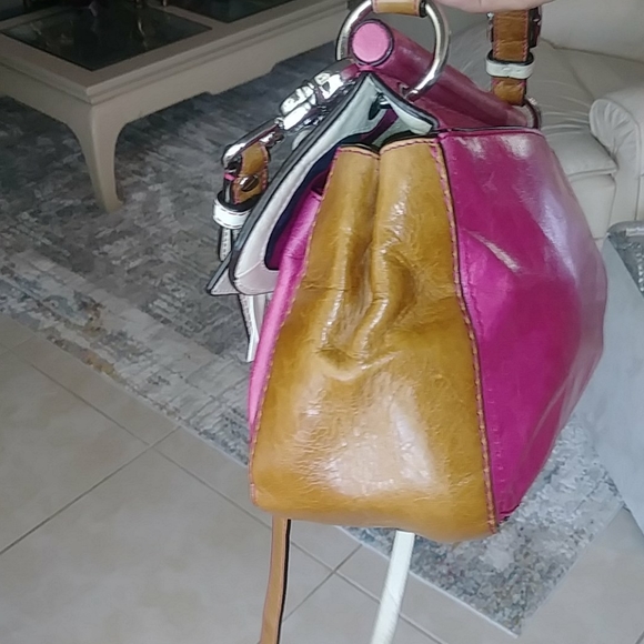 GORGEOUS COLORBLOCK WAXED GENUINE LEATHER 70th ANNIVERSARY COACH WILLIS BAG - Picture 6 of 17